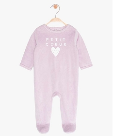 pyjama bebe fille en velours a pont-dos pressionne violetA751001_1