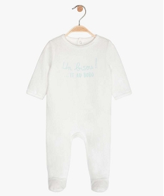 pyjama bebe en velours a pont-dos pressionne blancA751301_1