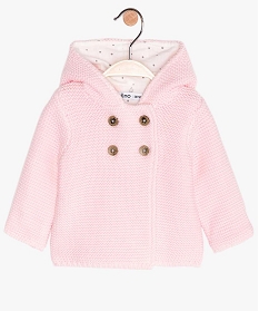 gilet bebe tricote avec capuche rose giletsA753401_1