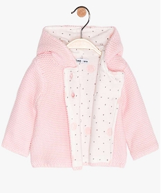 gilet bebe tricote avec capuche rose giletsA753401_2