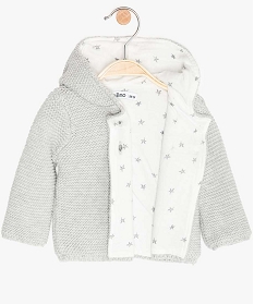 gilet bebe tricote avec capuche gris giletsA753501_2