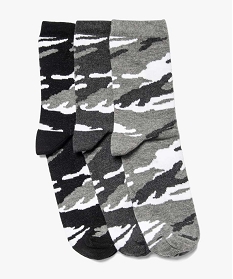 chaussettes garcon hautes imprime camouflage (lot de 3) noirA755501_1