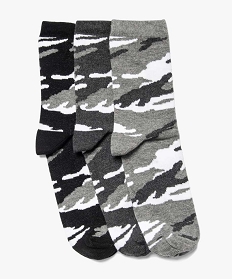 chaussettes garcon hautes imprime camouflage  (lot de 3) noir chaussettesA755501_1