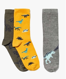 chaussettes garcon a motif dinosaures (lot de 3) jaune chaussettesA755601_1