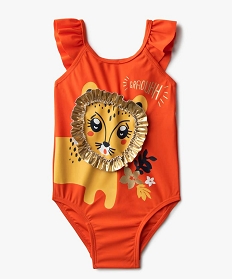 maillot de bain bebe fille une piece avec motif lion roseA756701_1