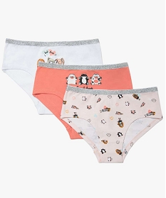 shorty fille a motifs et ceinture pailletee (lot de 3) multicolore slips shortiesA757701_1