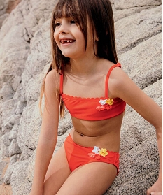maillot de bain fille avec fleurs multicolores orangeA759701_4