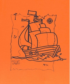 pyjashort garcon avec motif bateau de pirates orangeA761301_2
