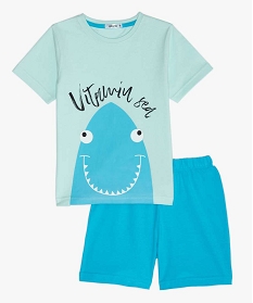GEMO Pyjashort garçon bicolore avec motif requin Bleu