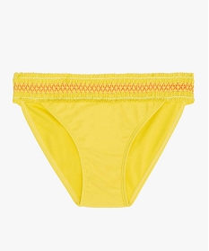 GEMO Slip de bain fille avec taille smockée fantaisie Jaune