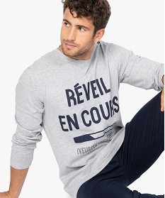 GEMO Pyjama à manches longues et pantalon large homme Gris