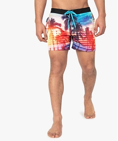 GEMO Short de bain homme motif palmiers - Freegun Multicolore
