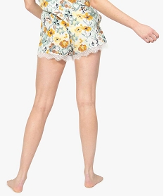 bas de pyjama femme a motifs fleuris et dentelle brunA774301_3