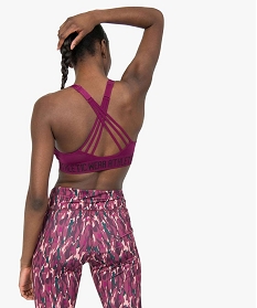 brassiere de sport femme avec fines brides croisees dans le dos violet hauts de pyjamaA775101_1
