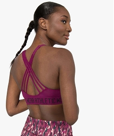 brassiere de sport femme avec fines brides croisees dans le dos violet hauts de pyjamaA775101_2