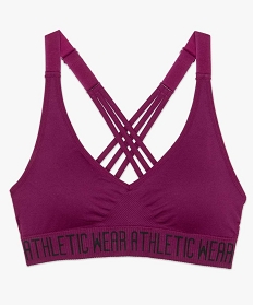 brassiere de sport femme avec fines brides croisees dans le dos violet hauts de pyjamaA775101_4