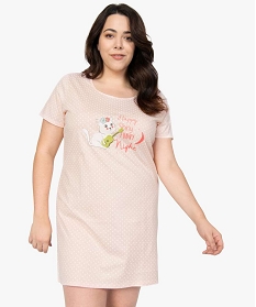 chemise de nuit a manches courtes avec motifs femme grande taille rose nuisettes chemises de nuitA775401_2