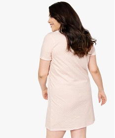 chemise de nuit a manches courtes avec motifs femme grande taille rose nuisettes chemises de nuitA775401_3
