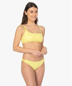 bas de maillot de bain femme uni avec liens croises jaune bas de maillots de bainA776801_3