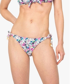 bas de maillot de bain femme fleuri noue sur les cotes multicoloreA777301_1