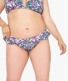 GEMO Bas de maillot de bain femme grande taille imprimé avec volants sur les hanches Imprimé