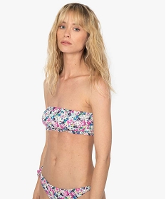 GEMO Haut de maillot de bain femme forme bandeau à motifs fleuris Multicolore