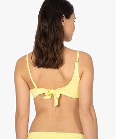 haut de maillot de bain femme forme bandeau asymetrique jauneA781501_2