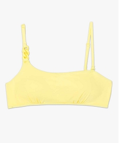 haut de maillot de bain femme forme bandeau asymetrique jauneA781501_3