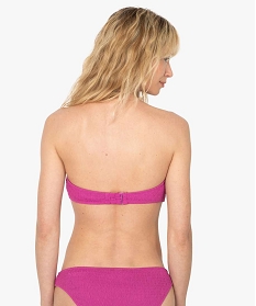 haut de maillot de bain femme forme bandeau en maille gaufree rose haut de maillots de bainA781801_2