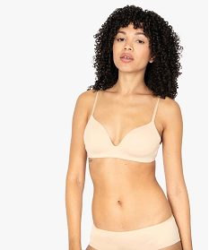 GEMO Soutien-gorge sans armature à bonnets coqués femme Beige