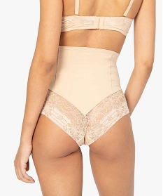 culotte taille haute gainante en dentelle et microfibre femme beige culottesA786001_2