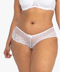 GEMO Shortie femme grande taille en tulle et dentelle blanc vif