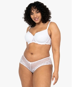 shortie femme grande taille en tulle et dentelle blancA788601_2