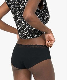 shorty en coton stretch avec taille dentelle femme (lot de 2) noirA790201_2