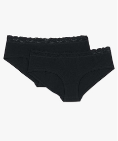 shorty en coton stretch avec ceinture dentelle femme (lot de 2) noir shortiesA790201_4