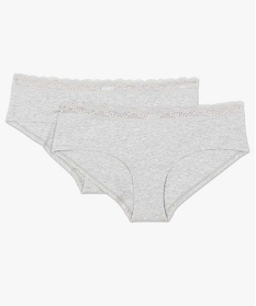 shorty en coton stretch avec ceinture dentelle femme (lot de 2) gris shortiesA790301_4