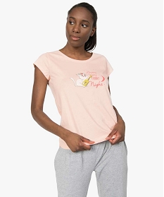 haut de pyjama femme avec motif humoristique rose hauts de pyjamaA793701_1