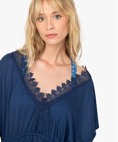robe de plage femme avec col v et broderies bleu vetements de plageA794801_2