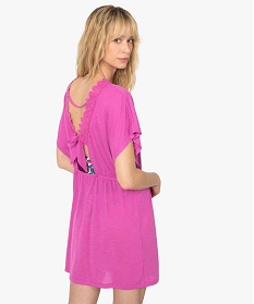 robe de plage femme avec col v et broderies rose vetements de plageA795301_3