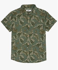 chemise garcon a motifs tropicaux et manches courtes brunA803001_2