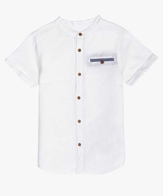 chemise garcon manches courtes et col mao blancA803201_1