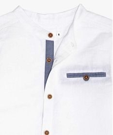 chemise garcon manches courtes et col mao blancA803201_2