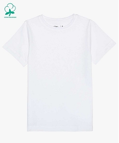 tee-shirt a manches courtes en coton uni garcon blancA806601_2