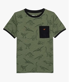 tee-shirt garcon avec motifs dinosaures et finitions contrastantes vert tee-shirtsA808601_1
