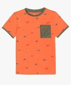 tee-shirt garcon avec motifs dinosaures et finitions contrastantes orangeA808701_1