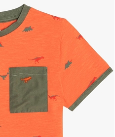 tee-shirt garcon avec motifs dinosaures et finitions contrastantes orangeA808701_2