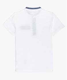 tee-shirt garcon a col mao en maille texturee effet raye blanc tee-shirtsA810701_4