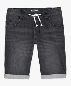 bermuda garcon en jean extensible avec ceinture cordon grisA815901_1