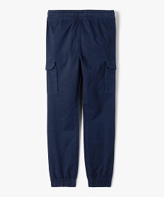 pantalon garcon en toile unie coupe jogger bleu pantalonsA816601_4