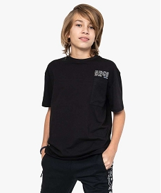 tee-shirt garcon a manches courtes avec empiecements en resille noir tee-shirtsA822501_1